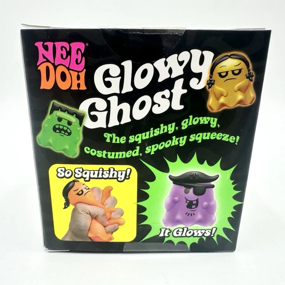 New Sealed NeeDoh Glowy Ghost Green Smile Fangs Halloween Glow In The Dark